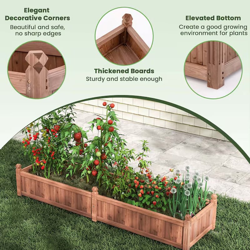 24-In W X 91-In L X 16-In H Brown Wood Raised Garden Bed