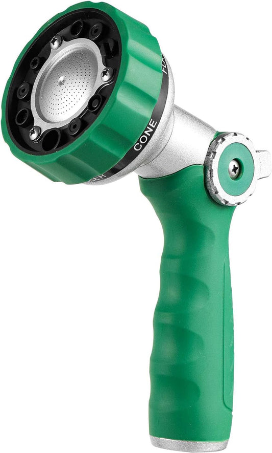 Garden Hose Nozzle, Water Hose Spray Nozzle with Thumb Control on off Valve for Easy Water Flow Control, Green