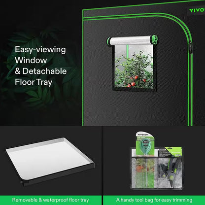 4 Ft. X 4 Ft. Mylar Hydroponic Grow Tent with Observation Window and Floor Tray