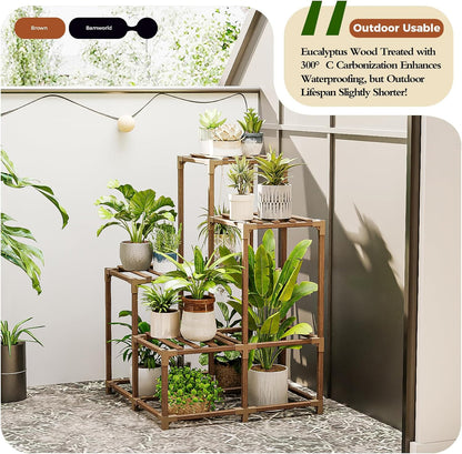 Corner Plant Stand Indoor Outdoor Plant Shelf Small Plant Table for Multiple Plants Wooden Plant Holder for Garden Patio Lawn Window Plants Gift