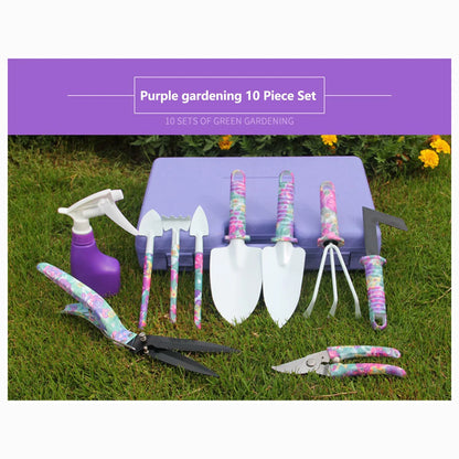 Garden Tool Set 10Pcs - Gardening Hand Tools - Garden Kit, Tool Box Set for Yard or Indoor Gardening - Small Garden Planting Tools - Garden Essentials - Gift for Garden Lovers