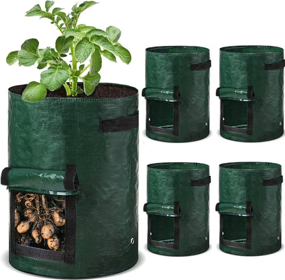 3/5/7/10 Gallon Plant Growing Bags PE Vegetable Grow Bags with Handle Thickened Growing Bag Potato Onion Bag Outdoor Garden Pots