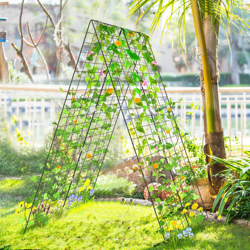 2 Pieces Foldable A-Frame Trellis Plant Supports with Twist Ties