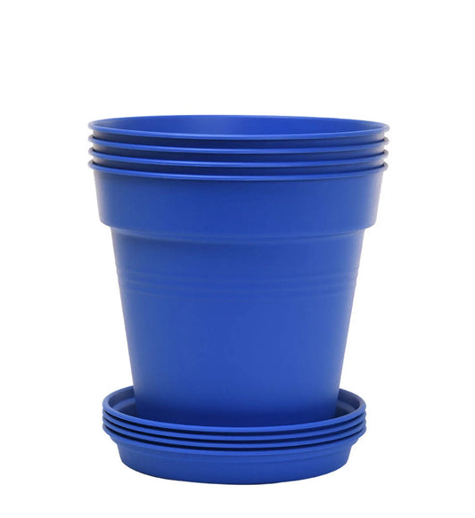 Garden - 17Cm round Garden Pots 4Pk - (17Cm Diameter - 6.6Inw X 6Inh)