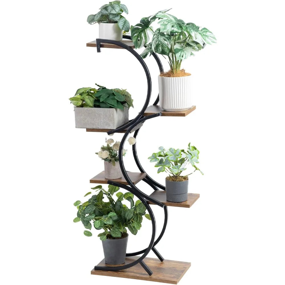 Plant Stand Indoor 6-Tier Wrought Iron Plant Stand Green Indoor Plant Stand Tiered Use Office Home Decor