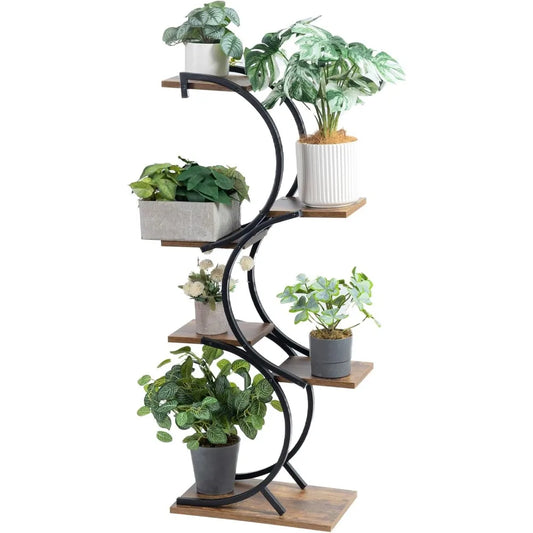 Plant Stand Indoor 6-Tier Wrought Iron Plant Stand Green Indoor Plant Stand Tiered Use Office Home Decor