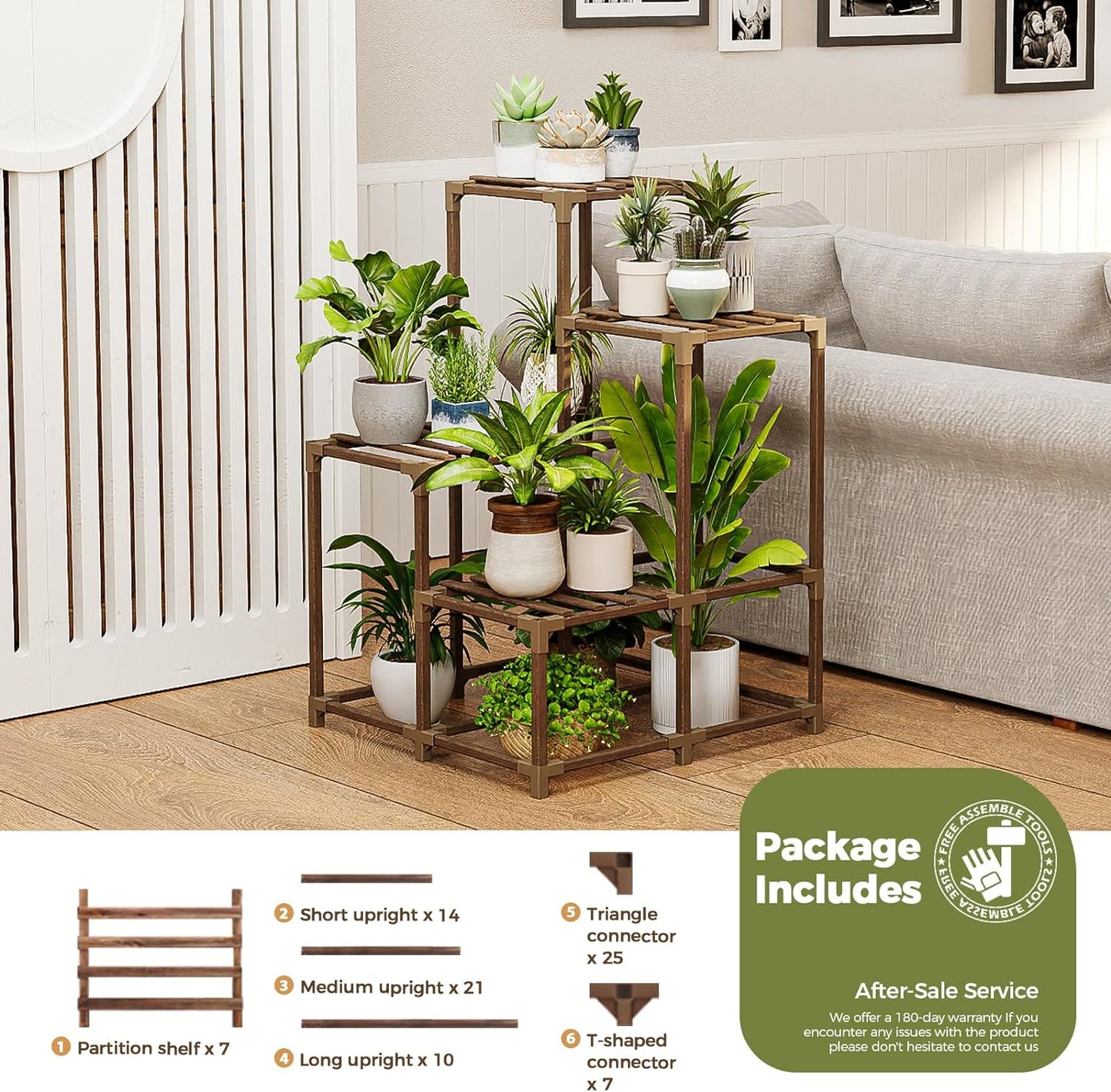 Corner Plant Stand Indoor Outdoor Plant Shelf Small Plant Table for Multiple Plants Wooden Plant Holder for Garden Patio Lawn Window Plants Gift