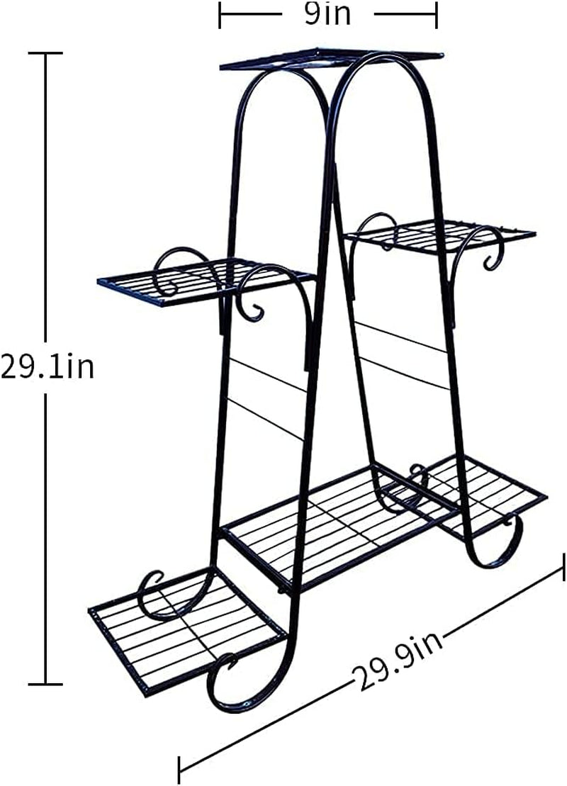 Metal Plant Stand, 6 Tier, 29.9 X 9 X 29.1 In, Black