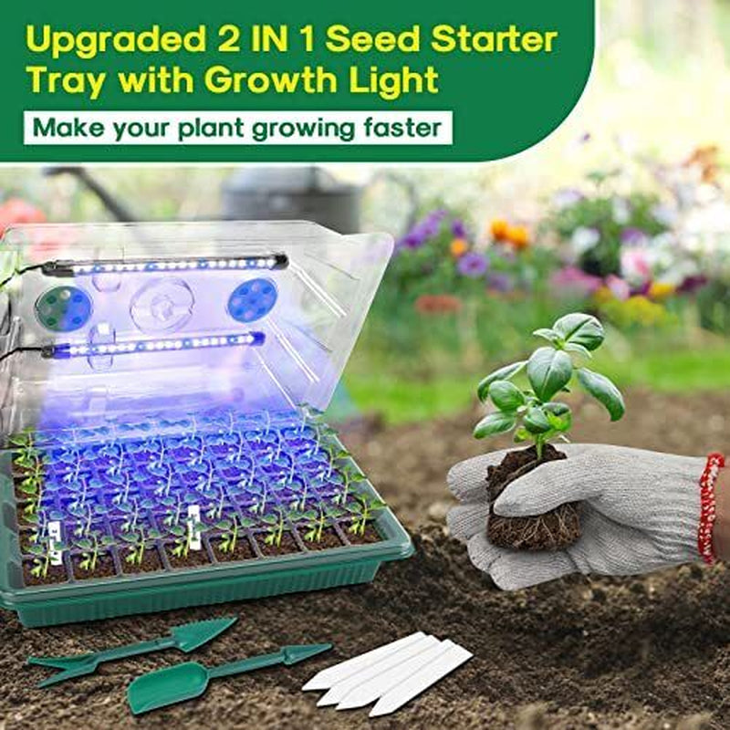 Seed Starter Tray with Grow Light,2 Pack 80 Cells Seedling Tray Kit With