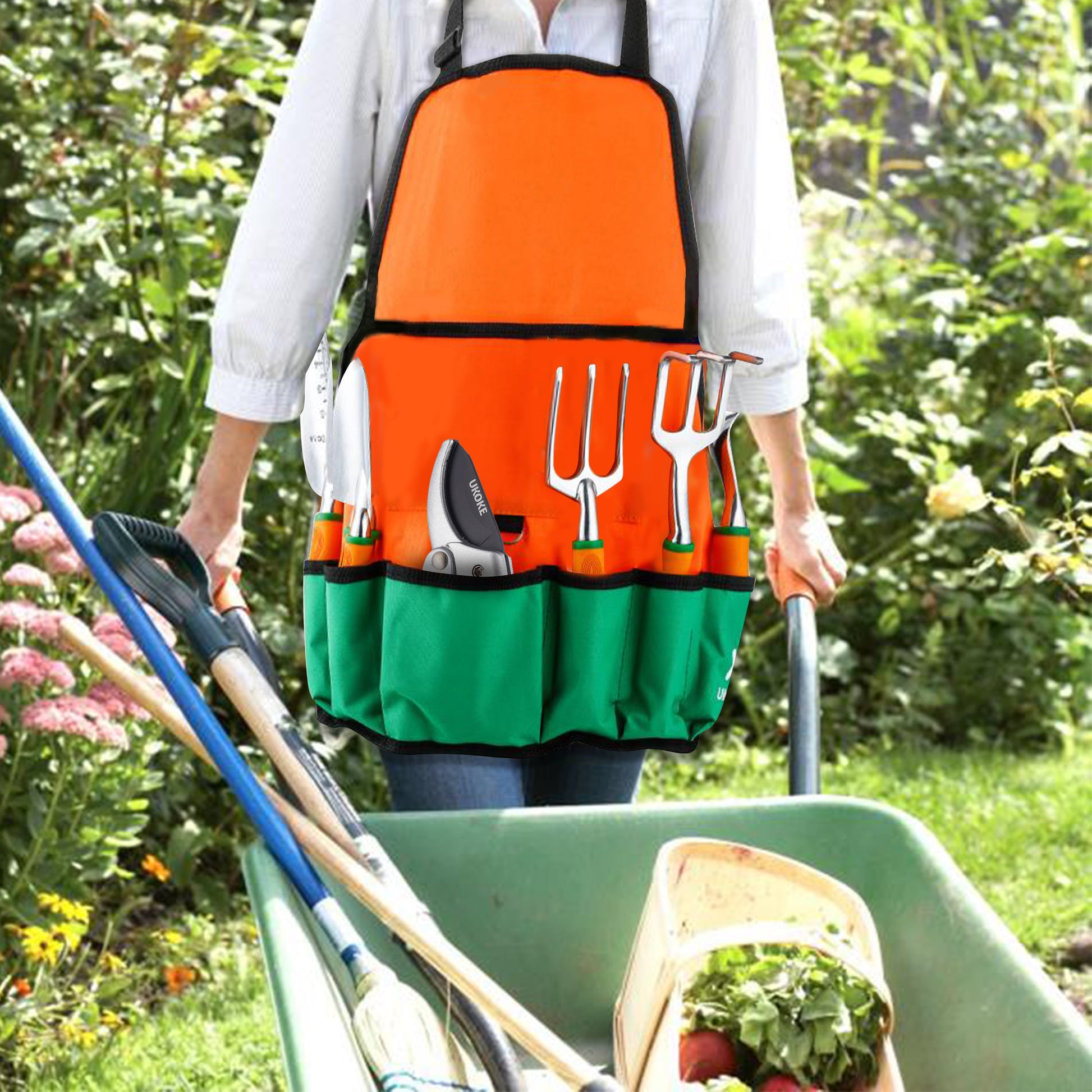 12 Piece Aluminum Garden Tools Set, Gardening Apron with Storage Pocket