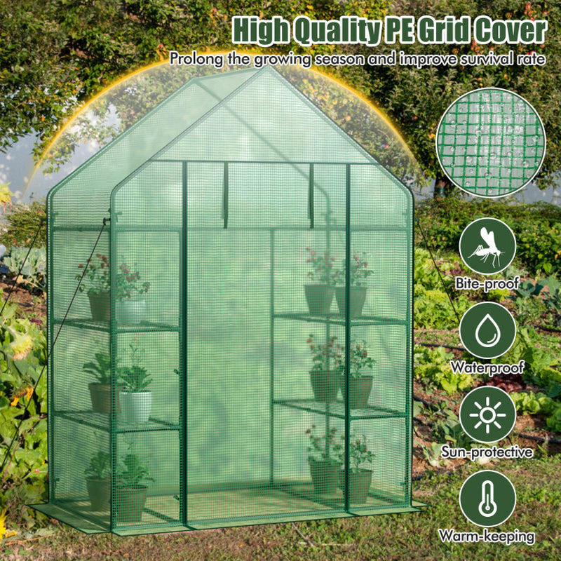 Portable 4 Tier Walk-In Plant Greenhouse with 8 Shelves