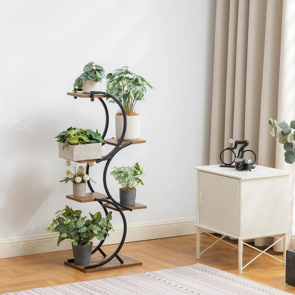 Plant Stand Indoor 6-Tier Wrought Iron Plant Stand Green Indoor Plant Stand Tiered Use Office Home Decor