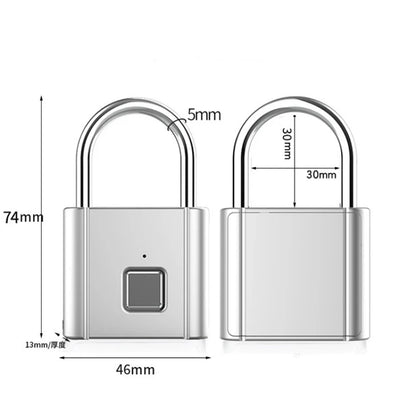 Smart Biometric Thumbprint Door Padlocks Rechargeable Door Lock Fingerprint Smart Padlock USB Keyless Quick Unlock