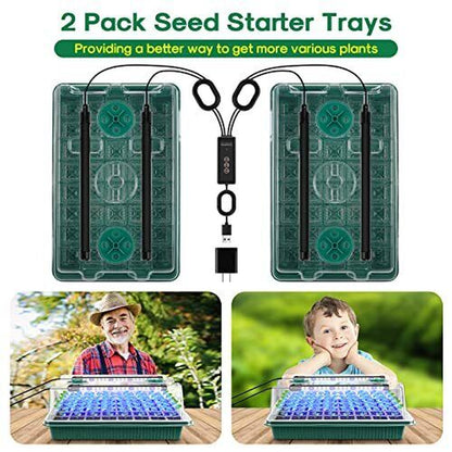 Seed Starter Tray with Grow Light,2 Pack 80 Cells Seedling Tray Kit With