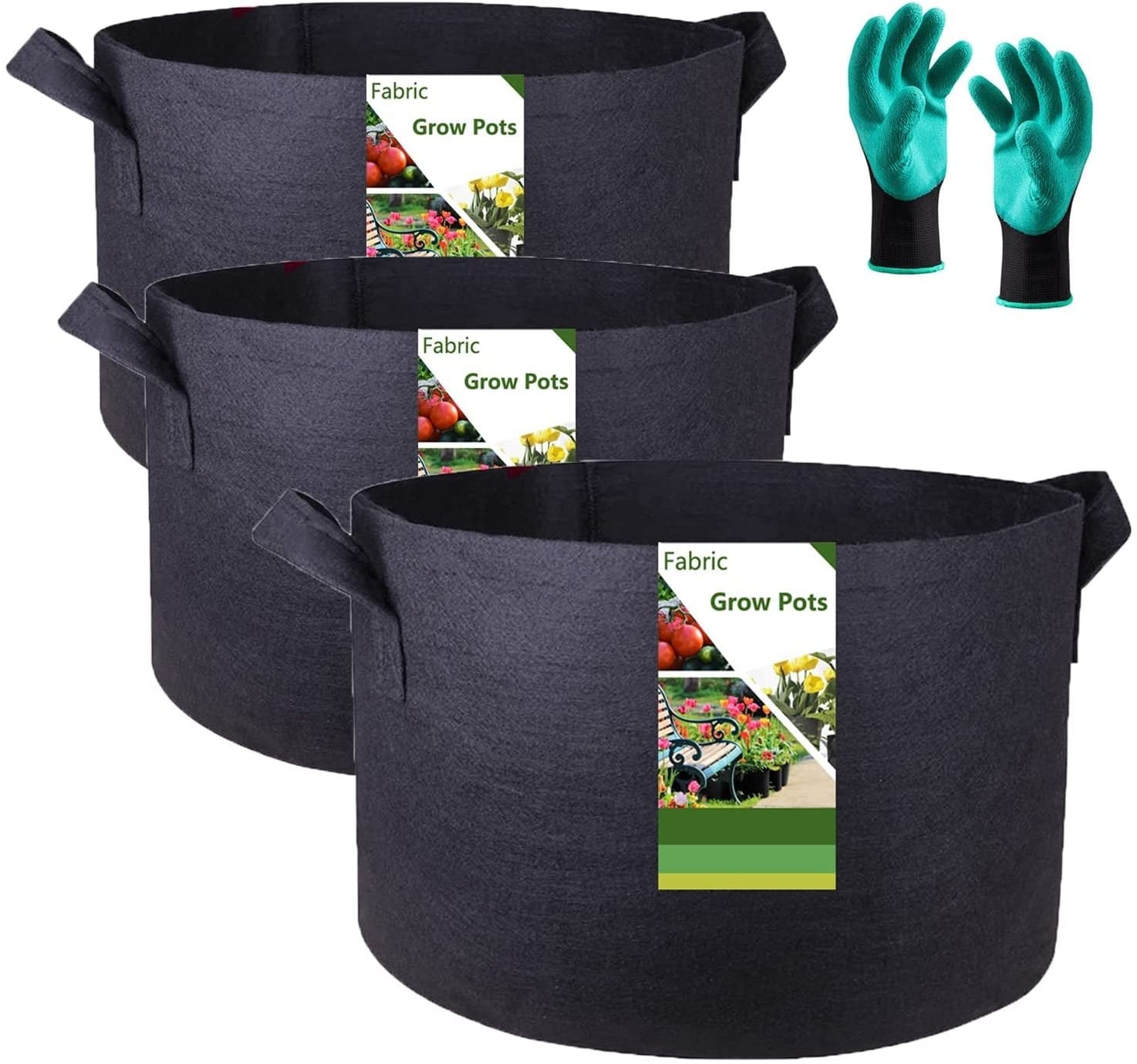 3-Pack 50 Gallon Thickened Plant Grow Bags (30X16 Inch) Heavy Duty Garden Bags Fabric Plant Pots for Tomato,Potato Planter,Herbs Veggies Plant Bags,Barrel Planter,Flower Pots,Yard Waste Bags,Leaf Bags