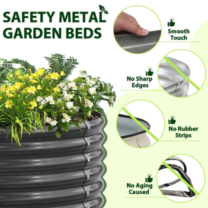 2 Pack-4Ft round Galvanized Raised Garden Bed, 18” Tall above Ground Modular Metal Planter Boxes Outdoor for Vegetables Flowers Herbs, Anti-Rust & Easy-Setup Quartz Grey