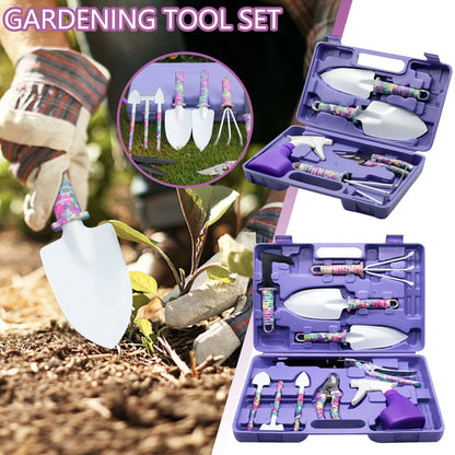 Garden Tool Set 10Pcs - Gardening Hand Tools - Garden Kit, Tool Box Set for Yard or Indoor Gardening - Small Garden Planting Tools - Garden Essentials - Gift for Garden Lovers