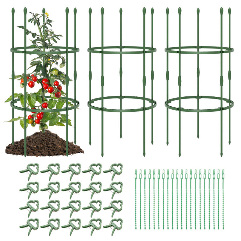 3-Pack Garden Trellis 40/60 Inch Tall Plant Support Stands with Clips and Ties