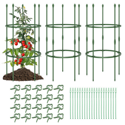 3-Pack Garden Trellis 40/60 Inch Tall Plant Support Stands with Clips and Ties