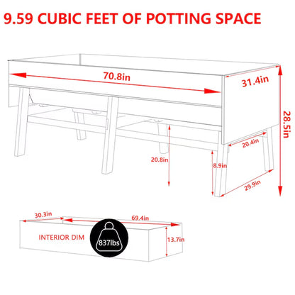 31.4-In W X 70.8-In L X 28.5-In H Rustic Wood Raised Garden Bed