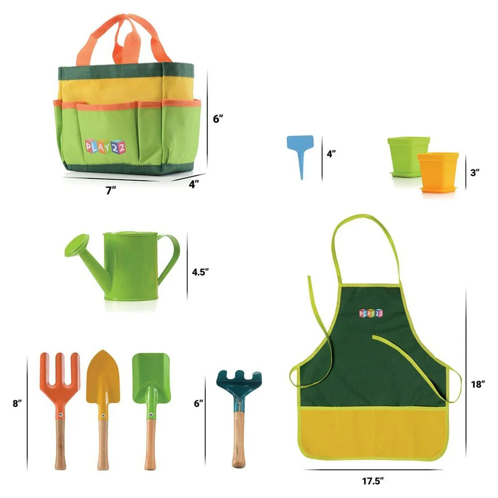 3 Years Kids Gardening Tool Set with Shovel, Colorful (12 Pieces)