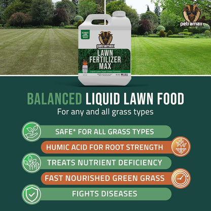 tools Liquid Fertilizer, 16-4-8 Lawn Fertilizer, Liquid Lawn Fertilizer Concentrate & Grass Fertilizer for All Grass Types, Liquid Lawn NPK with Nitrogen Fertilizer Lawn Food Max Strength (32 Oz)