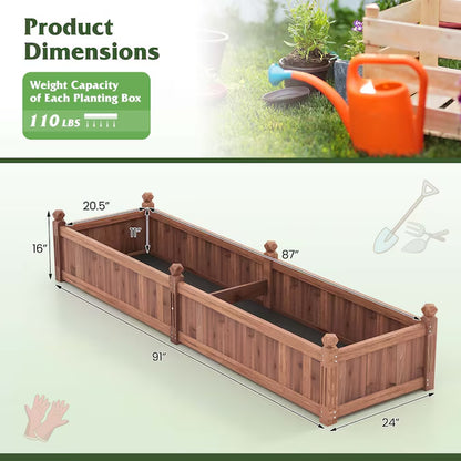 24-In W X 91-In L X 16-In H Brown Wood Raised Garden Bed