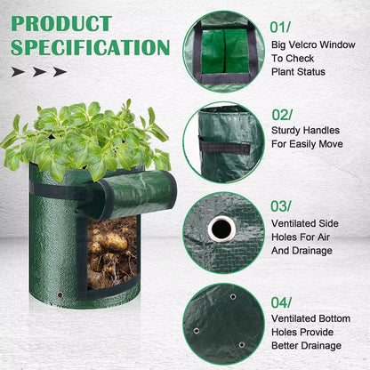 3/5/7/10 Gallon Plant Growing Bags PE Vegetable Grow Bags with Handle Thickened Growing Bag Potato Onion Bag Outdoor Garden Pots