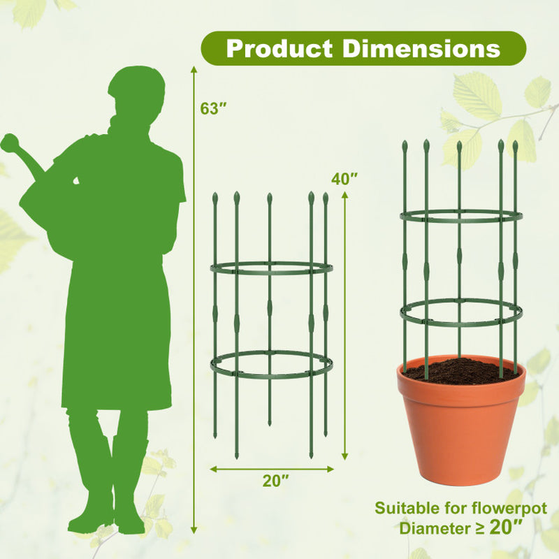 3-Pack Garden Trellis 40/60 Inch Tall Plant Support Stands with Clips and Ties