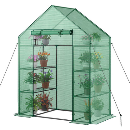 Portable 4 Tier Walk-In Plant Greenhouse with 8 Shelves