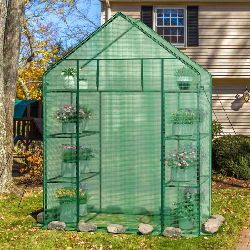 Portable 4 Tier Walk-In Plant Greenhouse with 8 Shelves