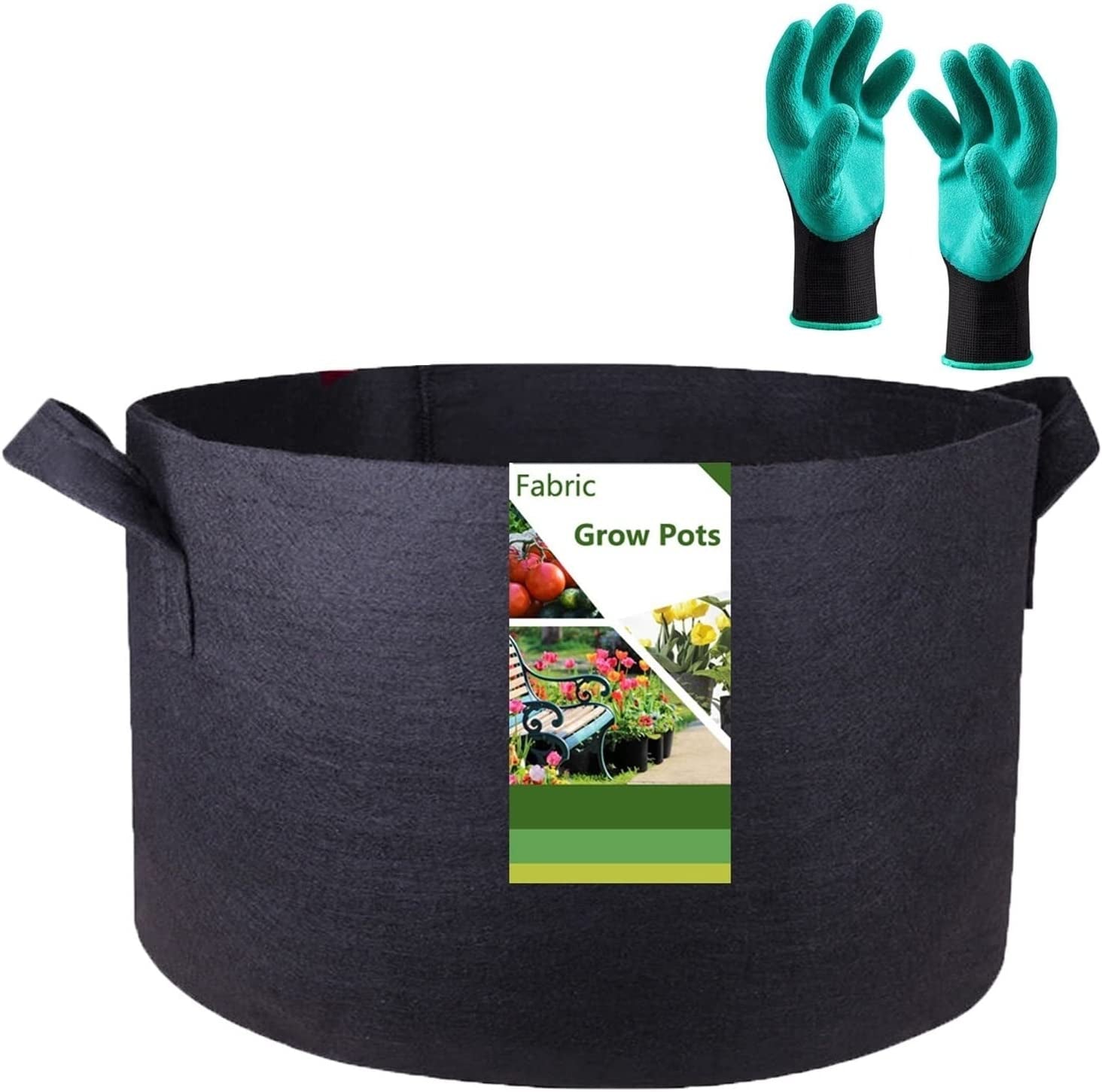 100 Gallon Large Raised Garden Bed Bag Big (40X20 Inch) Sturdy Plant Grow Bag for Tomato,Potato Planter Bag,Herb Veggies Planter,Flower Bed,Yard Waste Bag,Lawn Debris Bag,Leaf Bag,Garden Bag W/ Gloves