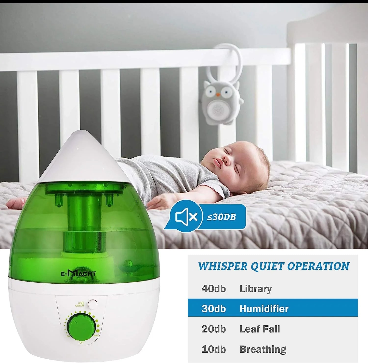 1L Small Plant Humidifier for up to 12 Hours, Indoor Air Humidifier with Optional Night Light, 360° Nozzle Humidifiers for Bedroom, Green