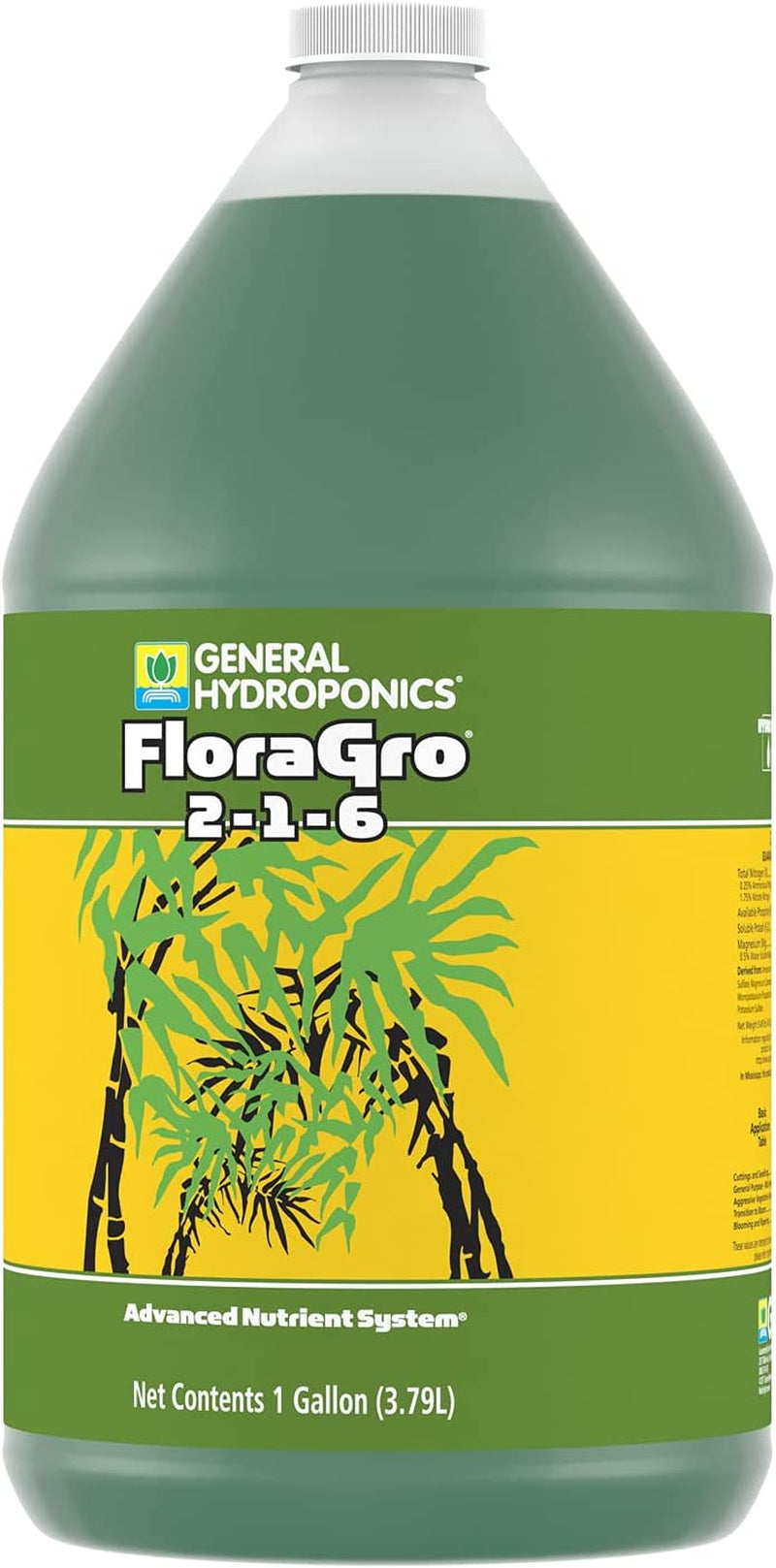 Floragro 2-1-6, Use with Floramicro & Florabloom, Provides Nutrients for Structural & Foliar Growth, Ideal for Hydroponics, 1-Gallon