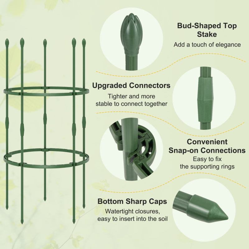 3-Pack Garden Trellis 40/60 Inch Tall Plant Support Stands with Clips and Ties