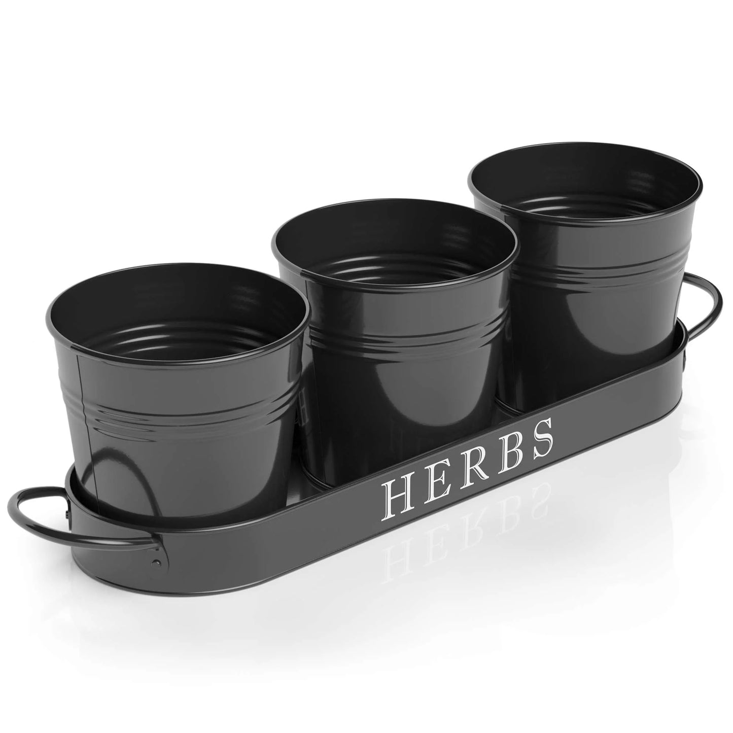 Farmhouse Herb Garden Planter Indoor Planter Set with Tray or Outdoor Apartment Window Planter Box, Windowsill Planter Box, Indoor Herb Planter Garden Pots Herb Pots, Black, Set/3