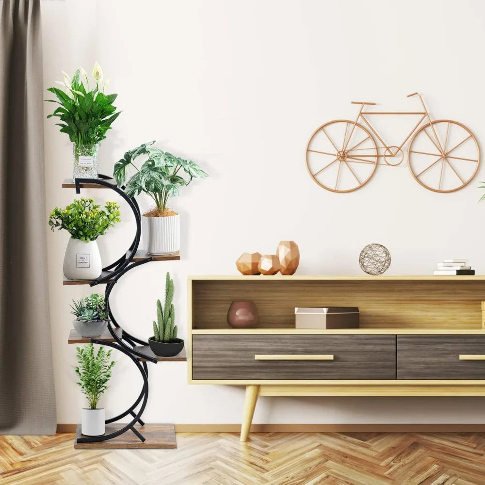 Plant Stand Indoor 6-Tier Wrought Iron Plant Stand Green Indoor Plant Stand Tiered Use Office Home Decor