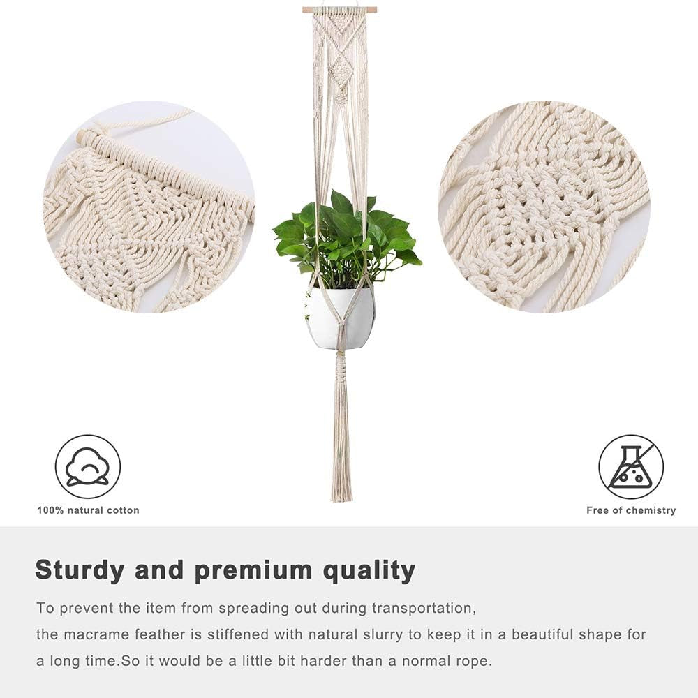 Macrame Plant Hanger Hanging Planters - 5 Packs Plant Holder Basket Hanging Plants Pots with 5 Hooks Indoor Plant Hanger for Outdoor Garden Ceiling Wall Home Decor Different Sizes