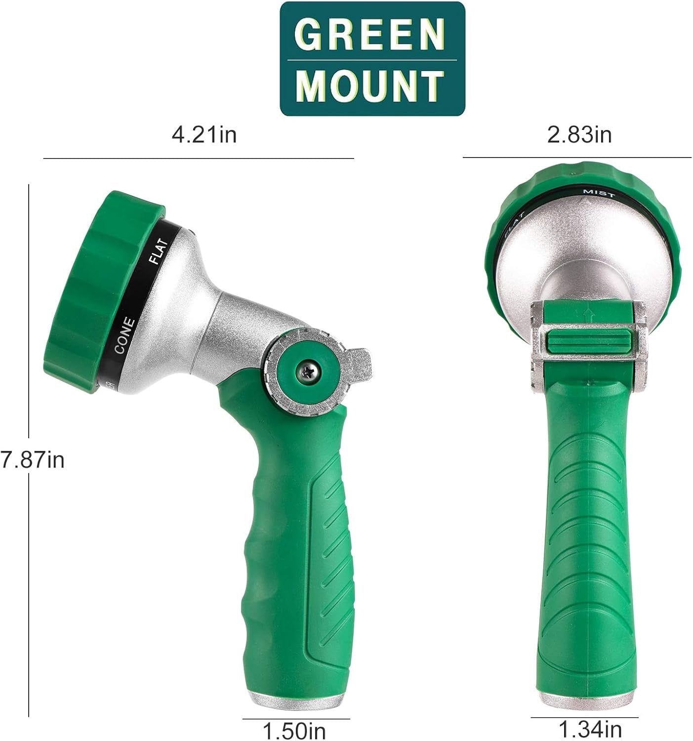 Garden Hose Nozzle, Water Hose Spray Nozzle with Thumb Control on off Valve for Easy Water Flow Control, Green