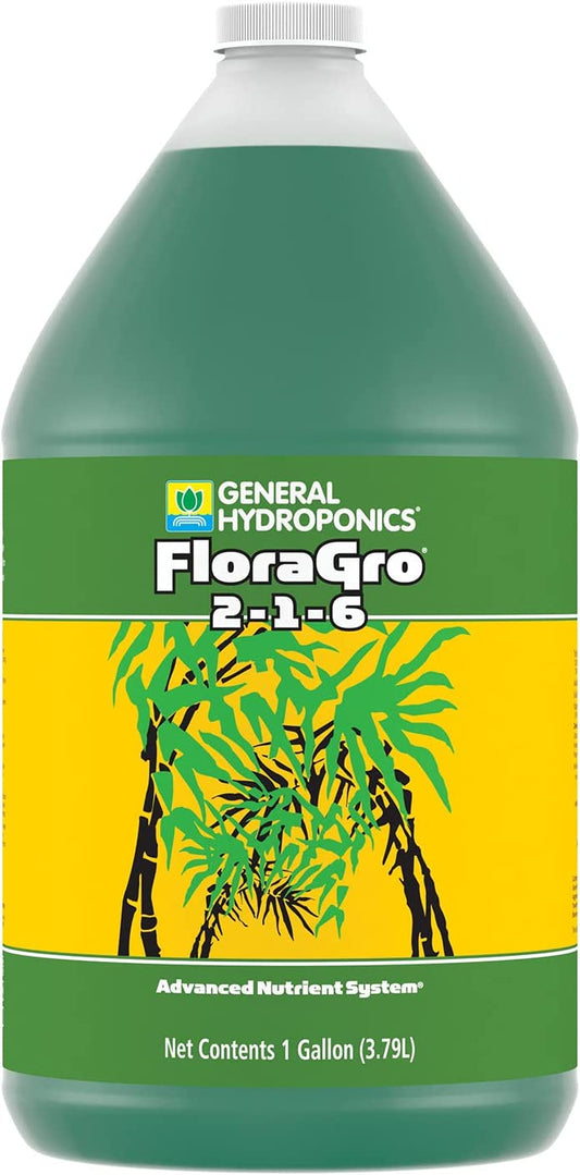 Floragro 2-1-6, Use with Floramicro & Florabloom, Provides Nutrients for Structural & Foliar Growth, Ideal for Hydroponics, 1-Gallon