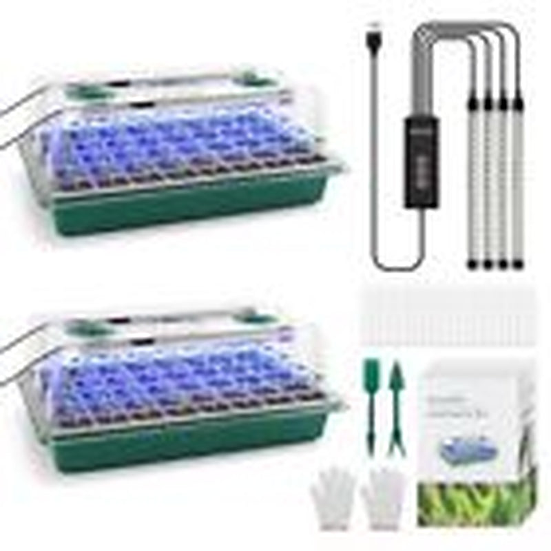 Seed Starter Tray with Grow Light,2 Pack 80 Cells Seedling Tray Kit With