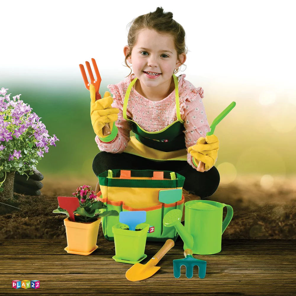 3 Years Kids Gardening Tool Set with Shovel, Colorful (12 Pieces)