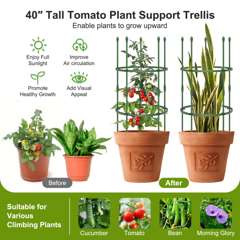 3-Pack Garden Trellis 40/60 Inch Tall Plant Support Stands with Clips and Ties