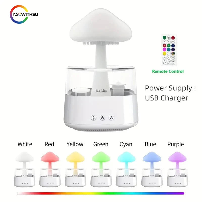 Rain Cloud Humidifier, Mushroom Humidifier, Cloud Humidifier with Adjustable LED Lights, Rain Cloud Diffuser, Remote Control