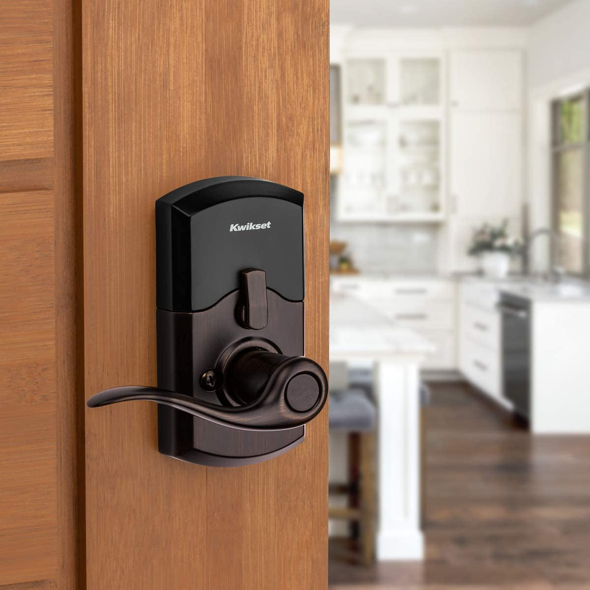 99170-002 Smartcode 917 Keypad Keyless Entry Traditional Residential Electronic Lever Deadbolt Alternative with Tustin Door Handle and Smartkey Security, Venetian Bronze