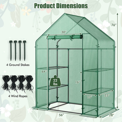 Portable 4 Tier Walk-In Plant Greenhouse with 8 Shelves