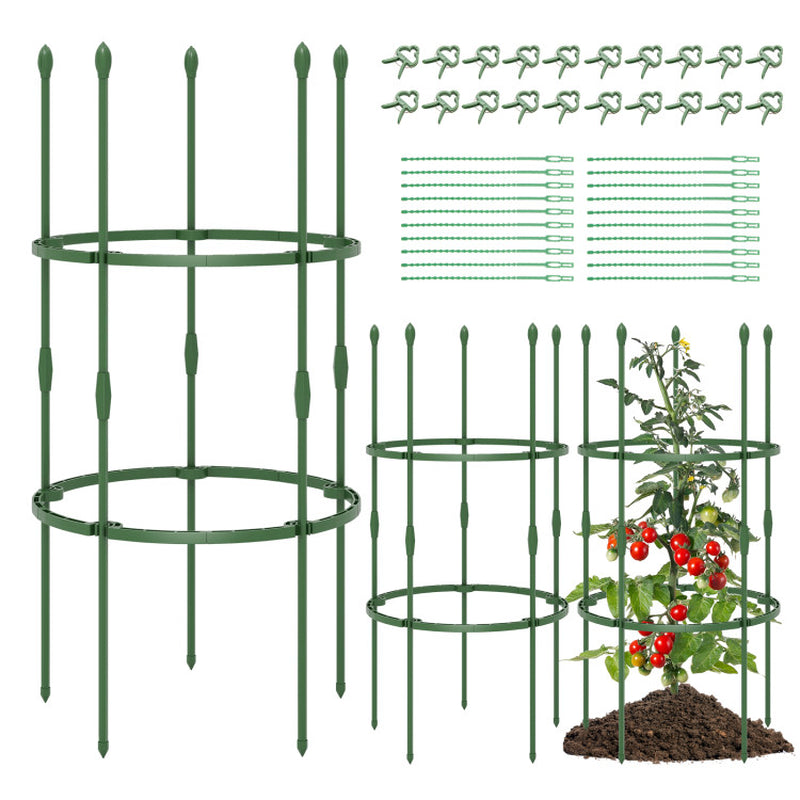 3-Pack Garden Trellis 40/60 Inch Tall Plant Support Stands with Clips and Ties